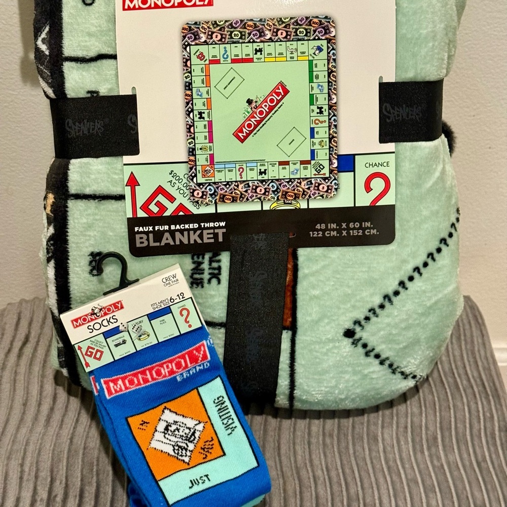 Monopoly Faux Fur Throw Blanket - Green